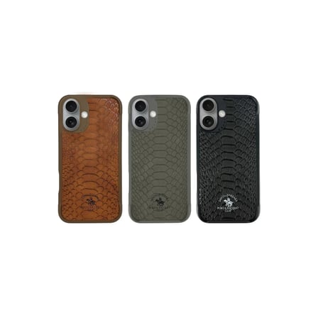 Santa Barbara Polo Racquet Club iPhone 16 Kılıf Pu Deri Timsah Tasarım Business Knight Kapak