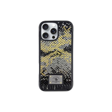 Santa Barbara Polo Racquet Club iPhone 16 Pro Max Kılıf Snake PU Deri Dizaynlı Mekanik Tuşlu M-Safe Şarja Uygun Sagar Kapak