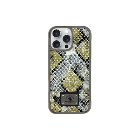 Santa Barbara Polo Racquet Club iPhone 16 Pro Max Kılıf Snake PU Deri Dizaynlı Mekanik Tuşlu M-Safe Şarja Uygun Sagar Kapak