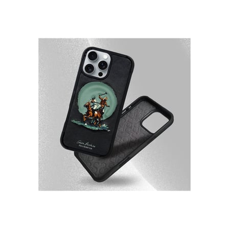Santa Barbara Polo Racquet Club iPhone 16 Pro Max Kılıf Aubrey M-Safe Şarja Uygun İçi Süet Nakış Desenli Kapak