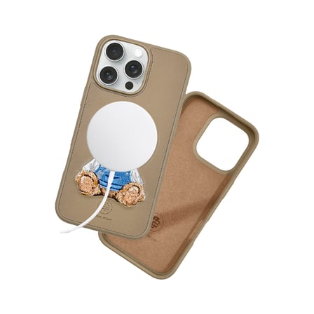 ZuckBear iPhone 16 için Pu Deri Yüzey 3D Nakışlı Manyetik Şarj Destekleyen Everley Kapak