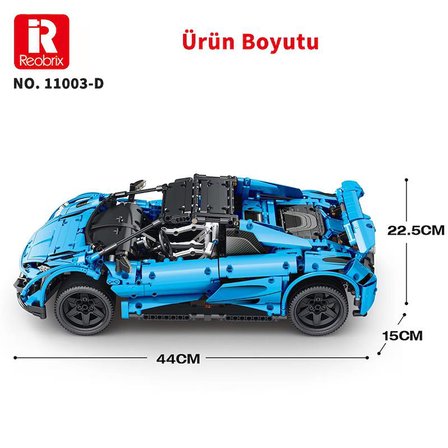 Reobrix Technic 11003-D 1/10 McLaren 675LT Spider Araba Kumanda&Motorlu Yaratıcı Yapı Blok Seti Building Blocks - 1886 Parça