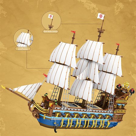 Reobrix 66011 Kraliyet Filosu Gemisi Yaratıcı Yapı Blok Seti Building Blocks (The Royal Fleet The Sun)- 2830 Parça