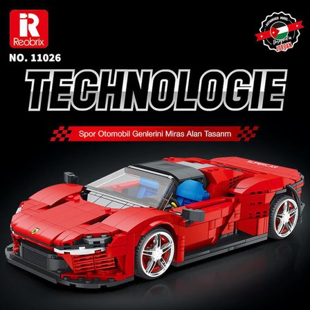 Reobrix Technic 11026 Ferrari Daytona SP3 Araba Yaratıcı Yapı Blok Seti Building Blocks - 1168 Parça