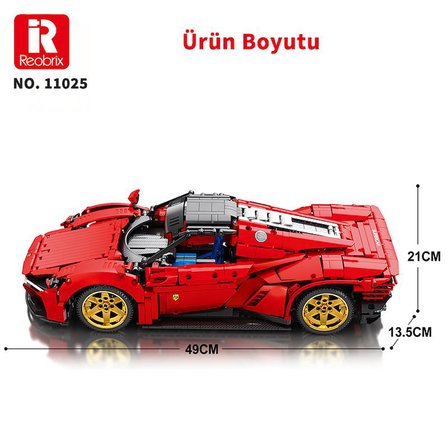 Reobrix Technic 11025 Ferrari Daytona SP3 Araba Yaratıcı Yapı Blok Seti Building Blocks - 1958 Parça