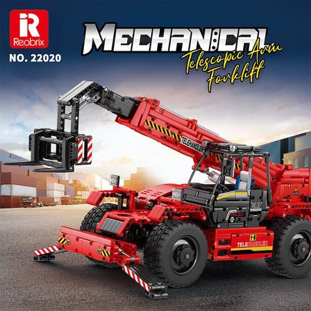 Reobrix Technic 22020 Teleskopik Kollu Forklift (Telescopic Arm Forklift) Kumandalı&Motorlu Yaratıcı Yapı Blok Seti Building Blocks - 2096 Parça