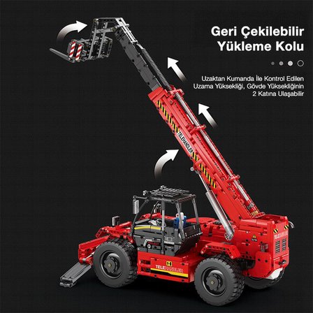 Reobrix Technic 22020 Teleskopik Kollu Forklift (Telescopic Arm Forklift) Kumandalı&Motorlu Yaratıcı Yapı Blok Seti Building Blocks - 2096 Parça