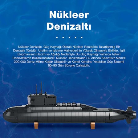 Reobrix 800 Nükleer Denizaltı Yaratıcı Yapı Blok Seti Building Blocks (Nuclear Submarine) - 1498 Parça