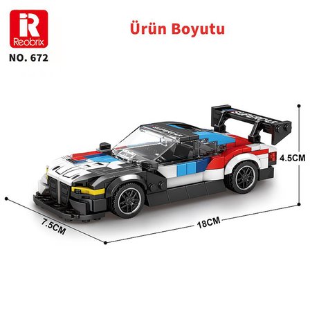 Reobrix Creator 672 BMW M4 GT3 Spor Araba Yaratıcı Yapı Blok Seti Building Blocks - 385 Parça