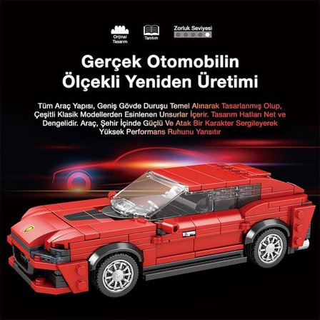 Reobrix Technic 689 Ferrari Purosangue Spor Araba Yaratıcı Yapı Blok Seti Building Blocks - 416 Parça