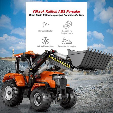 Reobrix Technic 22024 Kepçeli Traktör (Loading Tractor) Kumanda&Motorlu Yaratıcı Yapı Blok Seti Building Blocks- 1496 Parça