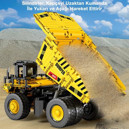 Reobrix Technic 22025 Damperli Kamyon Kumanda&Motorlu Yaratıcı Yapı Blok Seti Building Blocks (Dump Truck)- 1622 Parça
