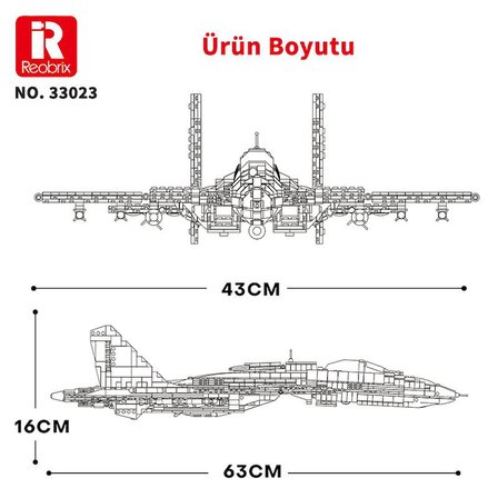 Reobrix 33023 Shenyang J-15 Jet Uçak Yaratıcı Yapı Blok Seti Building Block (J-15 Flying Shark)-1999Parça