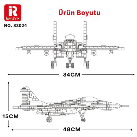 Reobrix 33024 Savaşçı Sovyet Mikoyan MiG-29 Jet Uçak Yaratıcı Yapı Blok Seti Building Blocks - 1387 Parça