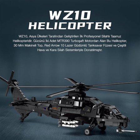 Reobrix 33033 Changhe Z-10 Helikopter Yaratıcı Yapı Blok Seti Building Blocks - 1169 Parça