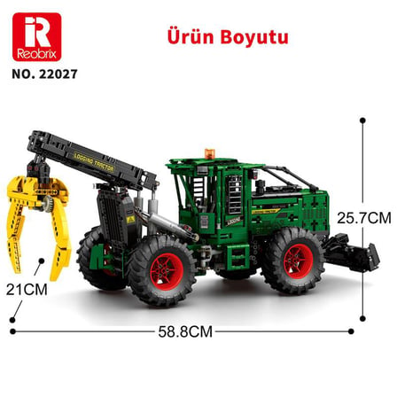 Reobrix Technic 22027 Kütük Taşıyıcı (Log Skidder) Kumanda&Motorlu Yaratıcı Yapı Blok Seti Building Blocks - 1741 Parça
