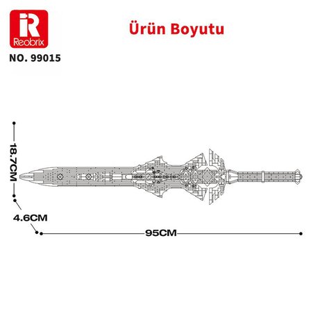 Reobrix 99015 Kraliyet Kılıcı Yaratıcı Yapı Blok Seti Building Blocks (Royal Claymore) - 981 Parça