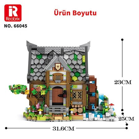 Reobrix 66045 Değirmen Evi Yaratıcı Yapı Blok Seti Building Blocks (Europen Century Mill House)- 1873 Parça