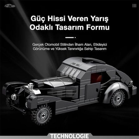Reobrix Creator 807 Bugatti Type 57SC Atlantic Klasik Araba Yaratıcı Yapı Blok Seti Building Blocks - 278 Parça