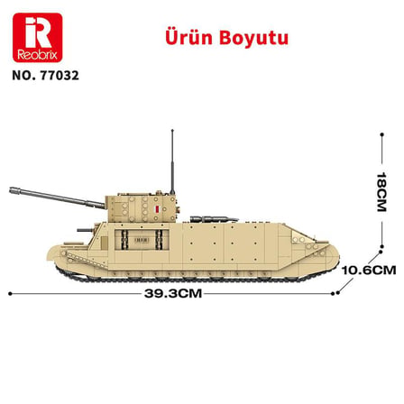 Reobrix 77032 World Of Tanks TOGII İngiliz Ağır Tankı (British Heavy Tank) Yaratıcı Yapı Blok Seti Building Blocks - 1427 Parça