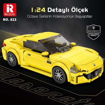 Reobrix Technic 823 1/24 GranTurismo Maserati Sarı Spor Araba Yaratıcı Yapı Blok Seti Building Blocks - 384 Parça