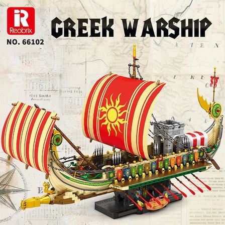 Reobrix 66102 Yunan Savaş Gemisi Yaratıcı Yapı Blok Seti Building Blocks (Greek Warship)- 2982 Parça