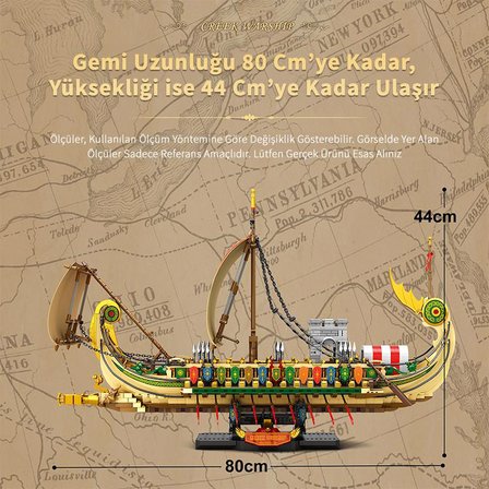 Reobrix 66102 Yunan Savaş Gemisi Yaratıcı Yapı Blok Seti Building Blocks (Greek Warship)- 2982 Parça
