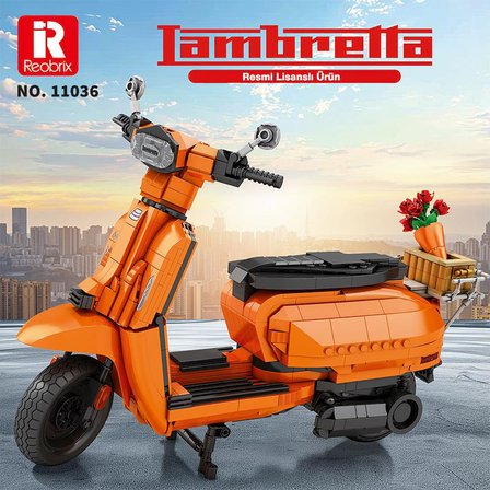 Reobrix Creator 11036 Retro Scooter Lambretta V200 Special Turuncu Yaratıcı Yapı Blok Seti Building Blocks - 1169 Parça