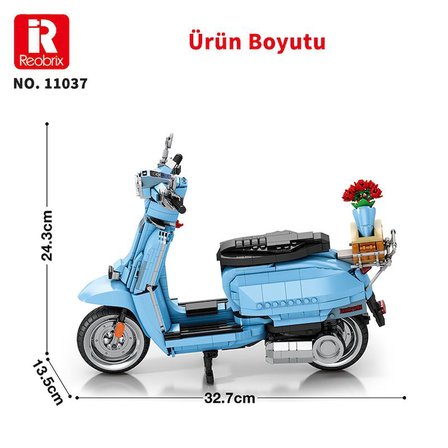 Reobrix Creator 11037 Retro Scooter Lambretta V200 Special Mavi Yaratıcı Yapı Blok Seti Building Blocks - 1169 Parça