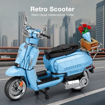 Reobrix Creator 11037 Retro Scooter Lambretta V200 Special Mavi Yaratıcı Yapı Blok Seti Building Blocks - 1169 Parça