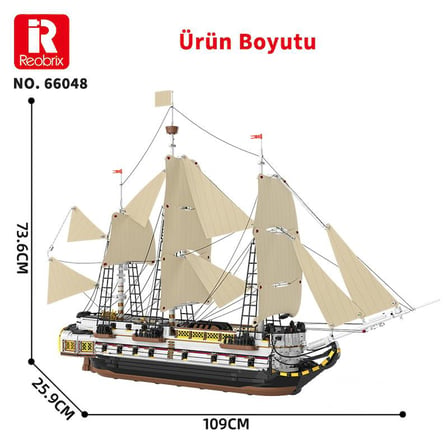 Reobrix Technic 66048 İngiliz Kraliyet Donanması Gemisi Yaratıcı Yapı Blok Seti (Endea Vor Sailing Ship) - 3555 Parça
