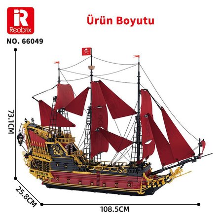 Reobrix 66049 Kraliçe Anne'nin İntikamı Gemi Yaratıcı Yapı Blok Seti Building Blocks (Revenge Sailing Ship) - 5666 Parça