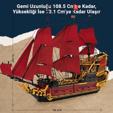 Reobrix 66049 Kraliçe Anne'nin İntikamı Gemi Yaratıcı Yapı Blok Seti Building Blocks (Revenge Sailing Ship) - 5666 Parça