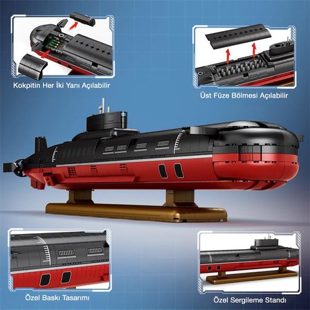 Reobrix 33048 Nükleer Denizaltı Yaratıcı Yapı Blok Seti Building Blocks (Shark Project 941)- 2895 Parça