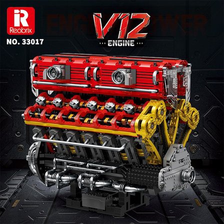 Reobrix 33017 V12 Motor Yaratıcı Yapı Blok Seti Building Blocks (V12 ENGINE)- 4719 Parça