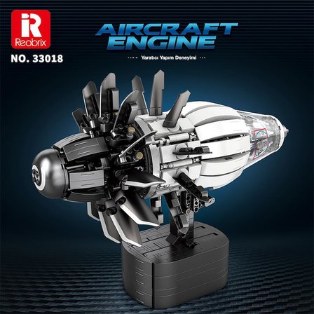 Reobrix Technic 33018 Uçak Motoru (Aircraft Engine) Hareketli Yaratıcı Yapı Blok Seti Building Blocks 1351 Parça