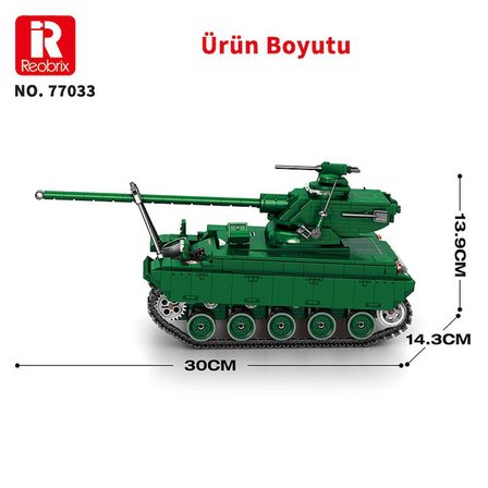 Reobrix 77033 World Of Tanks Fransız Hafif Tankı AMX-13 Yaratıcı Yapı Blok Seti Building Blocks - 1037 Parça
