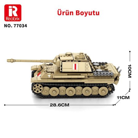 Reobrix 77034 World Of Tanks Pudel Panter Tankı Yaratıcı Yapı Blok Seti Building Blocks - 969 Parça