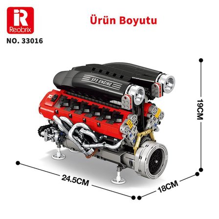 Reobrix Technic 33016 Ferrari Daytone SP3 Motor Bataryalı&Motorlu Yaratıcı Yapı Blok Seti Building Blocks - 1240 Parça