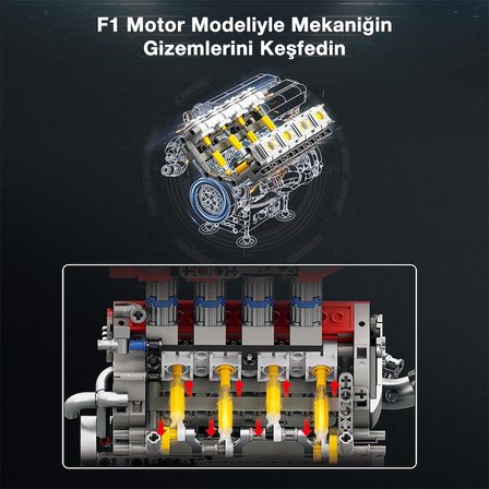 Reobrix Technic 33015 F1 Motor (Engine) Motorlu Yaratıcı Yapı Blok Seti Building Blocks- 1101 Parça