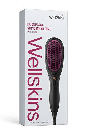 WellSkins Dijital Ekranlı Saç Düzleştirici Tarak – Seramik Kaplama, Ayarlanabilir Isı, Hızlı Isınma