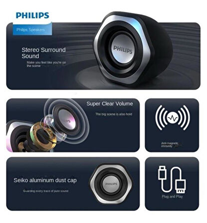 Philips Spa2209 2.0 USB/ 3.5MM Jack Hoparlör Ses Kontrol Tuşu