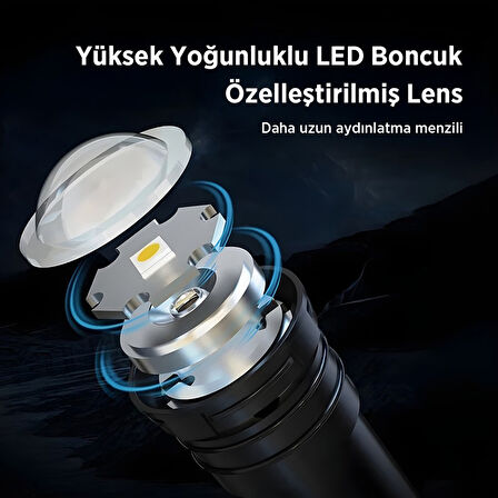 Philips SFL1403 400 Lümen 5W Led El Feneri Teleskopik Zoom Sos Modlu Şarj Edilebilir Uzun Menzilli Flashlight