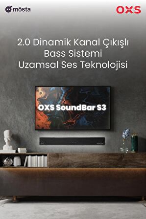 OXS S3 TV için Ses Barları, Dahili Subwoofer ile Ev Sineması Ses Sistemi, 3D Surround Ses Sistemi TV Ses Çubuğu, TV Hoparlörleri, Bluetooth 5.0/Aux/Optical/Coaxial, 80 Watt, 3Eqs, Duvara Monte Edilebilir 