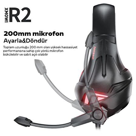 XMOWi R2 Gaming Mikrofonlu RGB Oyuncu Kulaklılığı Gurultu Engelleyici Kulaklik SİYAH,KIRMIZI