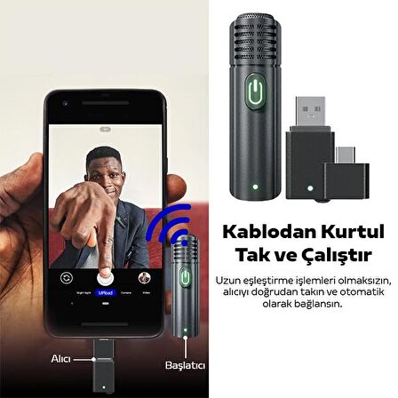 VUXBEEG UP30 2.4GHz Mini Kablosuz Yaka Mikrofonu Youtuber iOS Android SİYAH