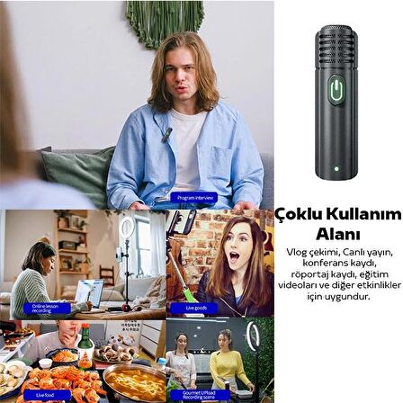 VUXBEEG UP30 2.4GHz Mini Kablosuz Yaka Mikrofonu Youtuber iOS Android SİYAH