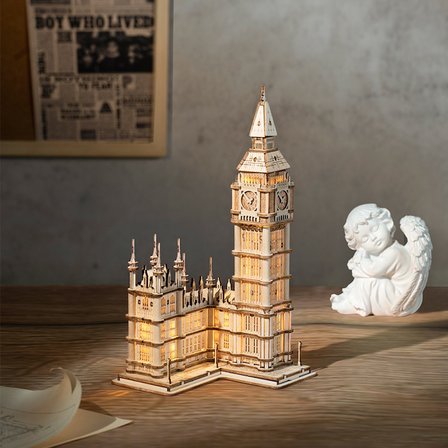 Rolife TG507 Saat Kulesi (Big Ben) DIY Minyatür Maket Model Seti Ahşap 3D Wooden Puzzle 3D Model Kit Detaylı Dekoratif Hobi Seti Ahşap Maket