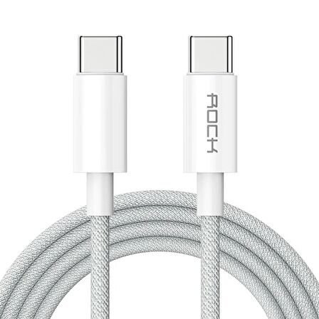 Rock 100W Type-C to Type-C 5A PD 1 Metre Şarj ve Data Kablosu (iPad & MacBook) - Beyaz