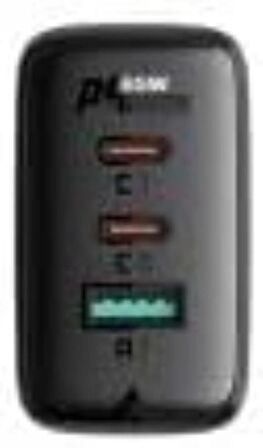 ACEFAST Duvar Şarj Cihazı USB-C 65W + USB-C 20W + USB-A 18W Çıkış Type-C PD65W (2xUSB-C+1xUSB-A) EU Siyah Renk A13